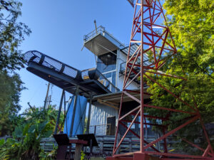 A modern tower perched on Bayou Teche is available to rent on a weekend getaway to New Iberia.